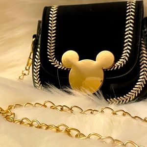 Dainty little black and gold “mouse” inspired little girl’s purse.